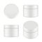Cosmetic package. Rounded cleaning cream plastic tube box container top and side view vector mockup isolated