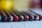 Cosmetic pencils for applying makeup on the face close-up. eye liner in macro on blurred background