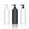 Cosmetic plastic bottle with dispenser pump. Liquid container for gel, lotion, cream, shampoo, bath foam.