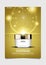 Cosmetic poster ad template, night cream with gold water drop ba