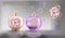 Cosmetic products glass ,pink and purple color