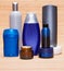 Cosmetic products for men on wooden surface