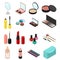 Cosmetic Products Set Isometric View. Vector