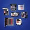 Cosmetic sets with eye shadows and brushes in black plastic cases with mirror