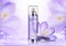 Cosmetic spray ads, purple bottle with flower