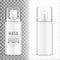 Cosmetic spray bottle. Dispenser for cream, balsam and other cosmetics. With lid and without. Vector Template Mock up