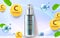 Cosmetic tube with moisturizing. Premium templates for ads, realistic translucent bottle