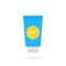 Cosmetic tube of sunscreen with sun protection factor or spf