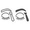 Cosmetic tweezers for eyebrow and closed eye line and solid icon, makeup routine concept, Eyebrow tweezers sign on white