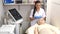 Cosmetician removing mask from client face at beauty salon