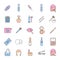 Cosmetics accessories color icons set