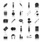 Cosmetics accessories drop shadow black glyph icons set