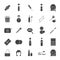 Cosmetics accessories glyph icons set