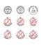 Cosmetics beauty product vector icon set, editable line art tag. Clean natural, alcohol free. No mineral oil, SLES, S etc