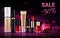 Cosmetics beauty products for make up sale banner.