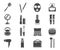 Cosmetics black and white glyph icons set