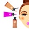 Cosmetics design glamour brush care skin beautiful face woman set
