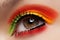 Cosmetics, eyeshadows. Macro fashion eye make-up