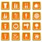 Cosmetics icons set orange square vector