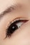 Cosmetics. Macro of beauty eye with eyeliner make-up