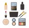 Cosmetics make up skincare beauty product collection flat design silhouette icon logo