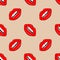Cosmetics and makeup lips seamless pattern. beautiful lips of woman with red lipstick and gloss. Sexy  lip backgrounds.