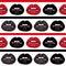 Cosmetics and makeup seamless pattern. Closeup beautiful lips of woman. Red and black lipstick and gloss. Silver glitter