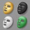 Cosmetics mask. Realistic different colors facial cotton face masks, beauty spa procedures, woman skin care product
