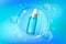 Cosmetics serum with soap bubbles