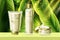 Cosmetics set for skincare moisture vector illustration, summer herbal moisturizer cream product for body face skin in