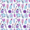 Cosmetics supply seamless pattern background.