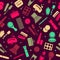 Cosmetics and toiletry icons seamless pattern.