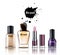 Cosmetics watercolor Vector. Product placement brand collection. Perfume, lipstick, nailpolish, foundations