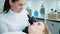 Cosmetologist making eyebrow permanent makeup