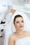 Cosmetology. Woman At Facial Oxygen Cryotherapy At Beauty Centre