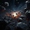 Cosmic aftermath rocks and debris soar post explosion in interstellar chaos