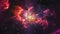 Cosmic background with beautiful pink nebulous galaxy in dark space.