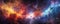 Cosmic Burst: dynamic panorama featuring explosive bursts of cosmic energy, swirling nebulae panorama