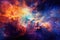 Cosmic Burst: dynamic panorama featuring explosive bursts of cosmic energy, swirling nebulae, and vibrant celestial colors