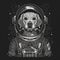Cosmic Canine: A Dog Astronaut Illustration in Monochrome