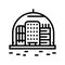 cosmic city under dome line icon vector illustration