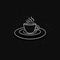 Cosmic Coffee Cup And Saucer Illustration On Dark Background