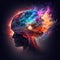 Cosmic colorful magic face brain mind thoughts illustration, universe space Generative AI illustration