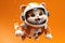 Cosmic Dreams: The Aspiring Astronaut Cat in 3D on Orange Golden Gradient Background