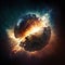 Cosmic explosion of the planet in a collision with a large asteroid