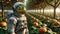 Cosmic Gardening: An Astronaut Among Pumpkin and Orange Groves