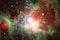 Cosmic landscape, colorful science fiction wallpaper with endless outer space