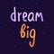 Cosmic lettering with stars. Vector illustration. Dream big childrens quote. Cosmonautics Day