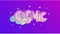 Cosmic lettering, word Cosmic with clouds and crowns, stars as a decoration. Motivational quote about Cosmic, with