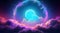 Cosmic Odyssey: Neon Cloud Circle Amidst Interstellar Beauty